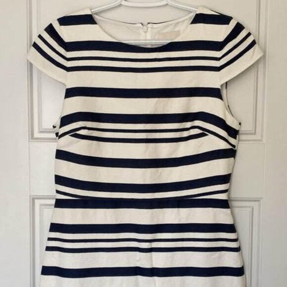 J.Crew Navy and White Striped Dress Sleeveless w/ Shoulder Caps Size 6 - Picture 1 of 3